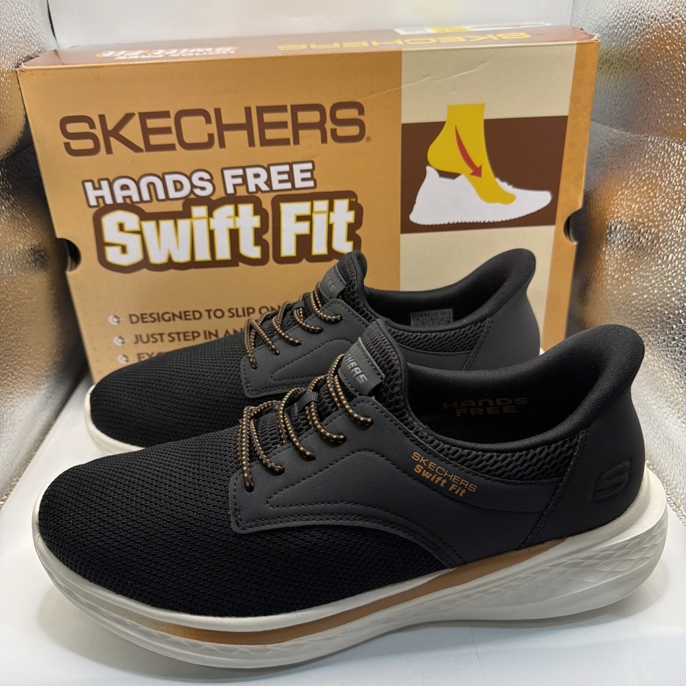 Skechers Men's Hands Free Swift Fit No More Bending Sneakers Black Size 10.5